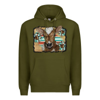 Army Green western wreath baby calf Premium Hoodie - BarkalooDesign