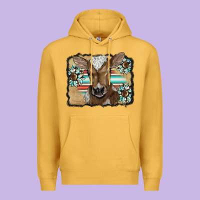 Western Wreath Baby Calf Premium Hoodie Designed By Barkaloodesign