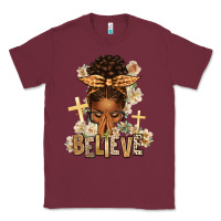 Burgundy believe praying afro messy bun Classic Tee - texasbilliewilder