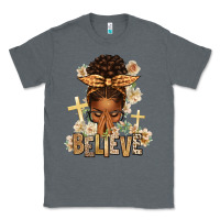 Charcoal Heather believe praying afro messy bun Classic Tee - texasbilliewilder