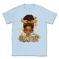 Dusty Blue believe praying afro messy bun Classic Tee - texasbilliewilder