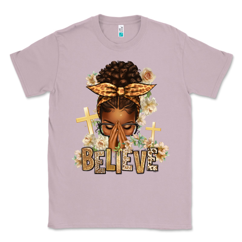Believe Praying Afro Messy Bun Classic Tee by texasbilliewilder | Teevron