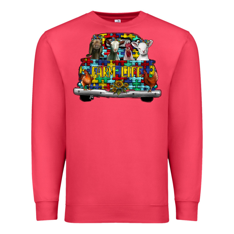 Farm Life Truck Autism Premium Sweatshirt by CowhideDigitalArt | Teevron