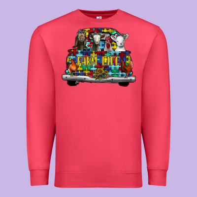Farm Life Truck Autism Premium Sweatshirt Designed By Cowhidedigitalart