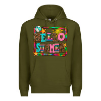 Army Green hello summer Premium Hoodie - AdoDesignShop