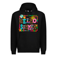 Black hello summer Premium Hoodie - AdoDesignShop