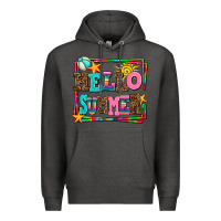 Charcoal Heather hello summer Premium Hoodie - AdoDesignShop