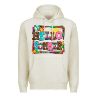 Oatmeal Heather hello summer Premium Hoodie - AdoDesignShop