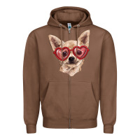 Chestnut Chihuahua dog with love glasses Zipper Hoodie - RanaPortraitStore
