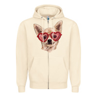 Sandshell Chihuahua dog with love glasses Zipper Hoodie - RanaPortraitStore