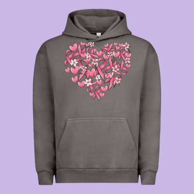Breast Cancer Awareness Heart Urban Hoodie Designed By Maliassmallbusiness