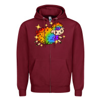 Burgundy rainbow sheep with star Zipper Hoodie - texasbilliewilder