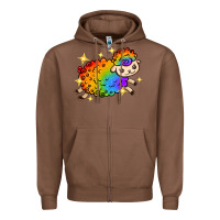Chestnut rainbow sheep with star Zipper Hoodie - texasbilliewilder