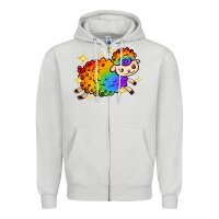 Dove Grey rainbow sheep with star Zipper Hoodie - texasbilliewilder