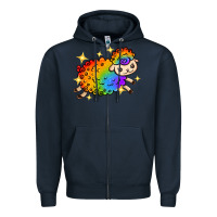 Navy rainbow sheep with star Zipper Hoodie - texasbilliewilder