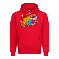 Red rainbow sheep with star Zipper Hoodie - texasbilliewilder
