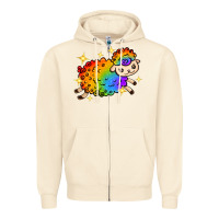 Sandshell rainbow sheep with star Zipper Hoodie - texasbilliewilder