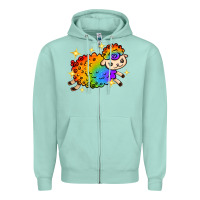 Seafoam rainbow sheep with star Zipper Hoodie - texasbilliewilder