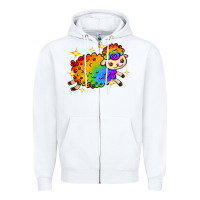White rainbow sheep with star Zipper Hoodie - texasbilliewilder