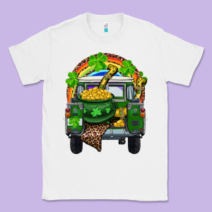 St Patrick's Day Truck With Pot Of Gold Horseshoe And Rainbow Classic Tee Designed By Ranaportraitstore