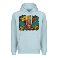 Blue Mist western leopard buffalo plaid baby highland cow Premium Hoodie - BarkalooDesign