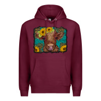 Burgundy western leopard buffalo plaid baby highland cow Premium Hoodie - BarkalooDesign