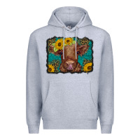 Heather Grey western leopard buffalo plaid baby highland cow Premium Hoodie - BarkalooDesign
