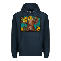 Navy western leopard buffalo plaid baby highland cow Premium Hoodie - BarkalooDesign