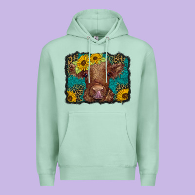 Western Leopard Buffalo Plaid Baby Highland Cow Premium Hoodie Designed By Barkaloodesign