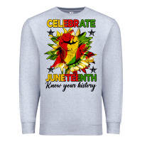 Heather Grey celebrate juneteenth know your history Premium Sweatshirt - HRA Design Shop