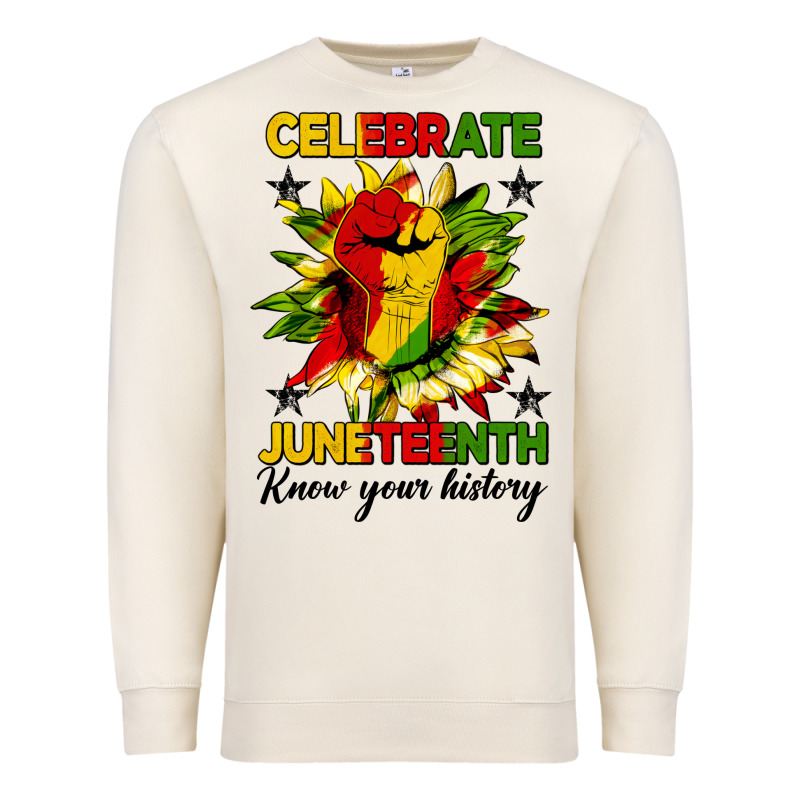 Celebrate Juneteenth Know Your History Premium Sweatshirt by HRA Design Shop | Teevron