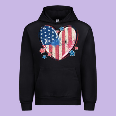 Usa Heart Urban Hoodie Designed By Maliassmallbusiness