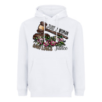 White just a woman who loves justice Heavyweight Hoodie - SublimationCraftShop