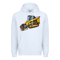 White Compact Track Loader Premium Hoodie - LillyAllenDesigns