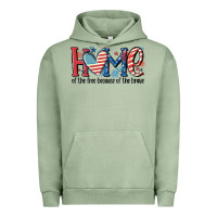 Pigment Oil Green home of the free because of the brave Urban Hoodie - MaliasSmallBusiness