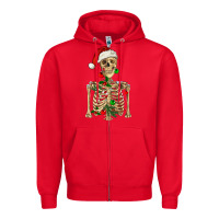 Red Christmas Skeleton Zipper Hoodie - RanaPortraitStore