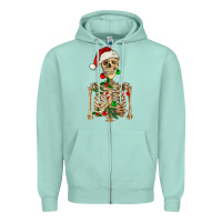 Seafoam Christmas Skeleton Zipper Hoodie - RanaPortraitStore