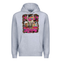 Heather Grey howdy valentine's day bull skull Premium Hoodie - Jasminsmagicworld
