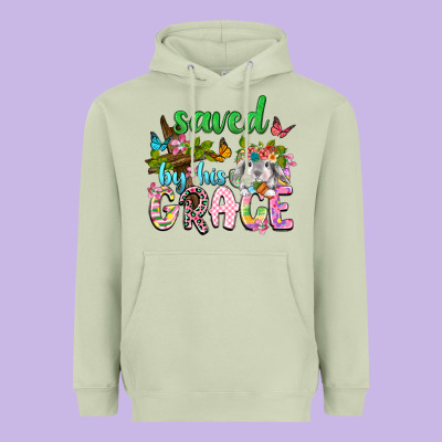 Saved By His Grace Heavyweight Hoodie Designed By Neo Western