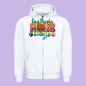 Less People More Dogs Zipper Hoodie Designed By Zillion Design Studio