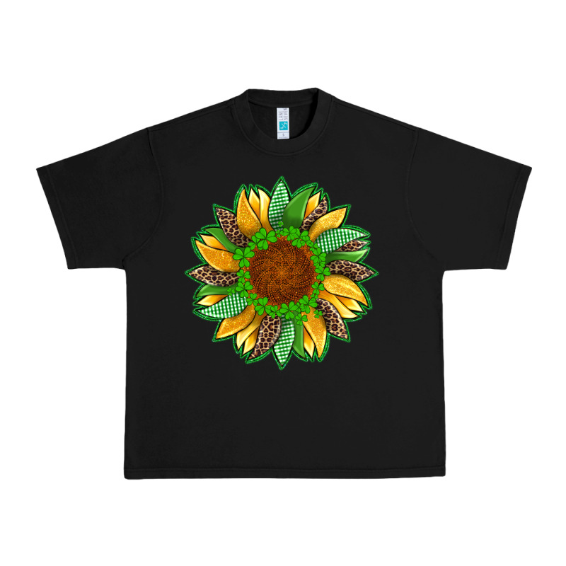 St Patricks Sunflower With Leopard  Shamrock And Glitter Urban Heavy Tee by Artiststas | Teevron