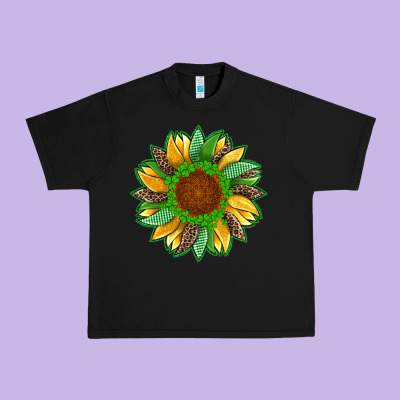 St Patricks Sunflower With Leopard  Shamrock And Glitter Urban Heavy Tee Designed By Artiststas