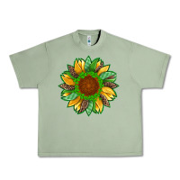 Oil Green st patricks sunflower with leopard  shamrock and glitter Urban Heavy Tee - Artiststas