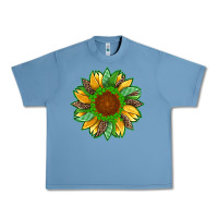 Pebble Blue st patricks sunflower with leopard  shamrock and glitter Urban Heavy Tee - Artiststas