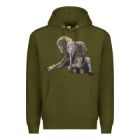 Army Green Baby Elephant Premium Hoodie - LillyAllenDesigns