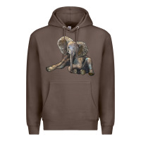 Coffee Baby Elephant Premium Hoodie - LillyAllenDesigns