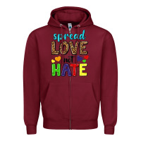Burgundy spread love not hate Zipper Hoodie - texasbilliewilder