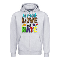 Heather Grey spread love not hate Zipper Hoodie - texasbilliewilder