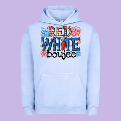 Red White Boujee Urban Hoodie Designed By Maliassmallbusiness