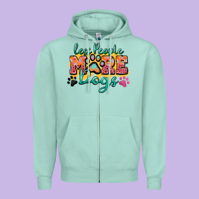 Zipper Hoodie less people more dogs paw zillion